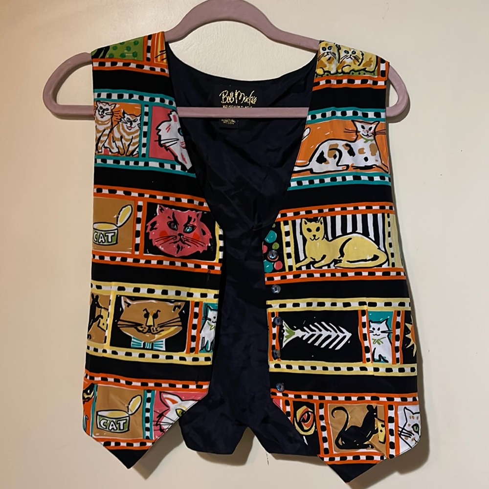 Bob Mackie Vintage 100% silk Cat Vest- Medium